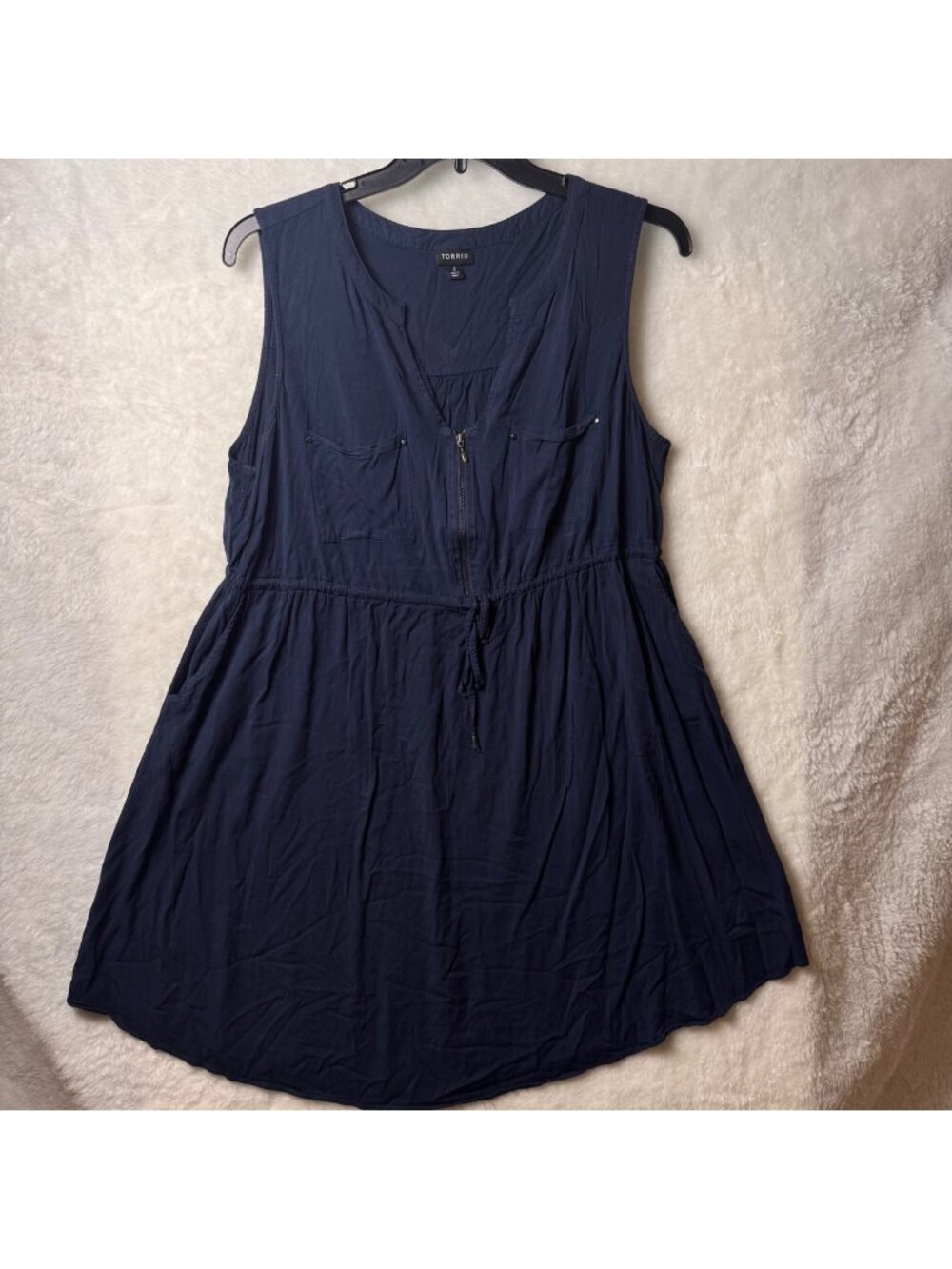 Torrid plus size 2X blue Mini Challis Zip-Front Shirt Dress